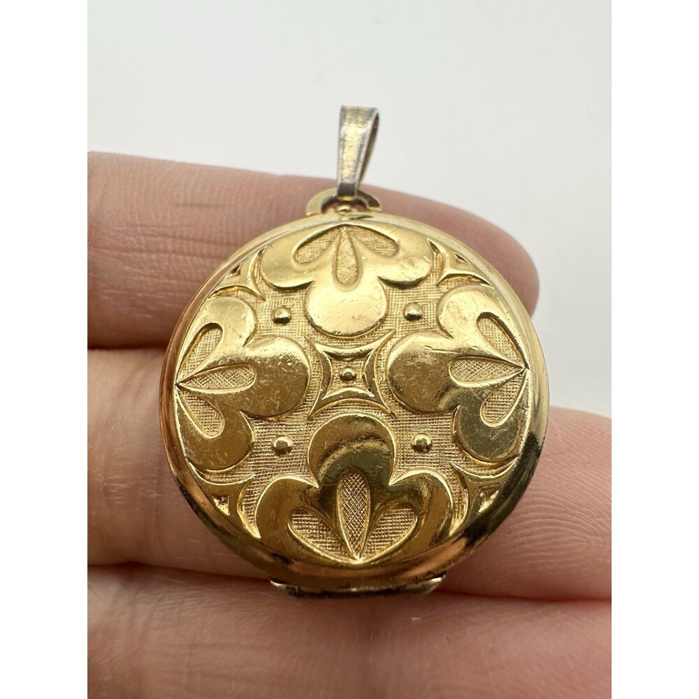 Vintage Monet Gold-Tone Round Locket Pendant Signed